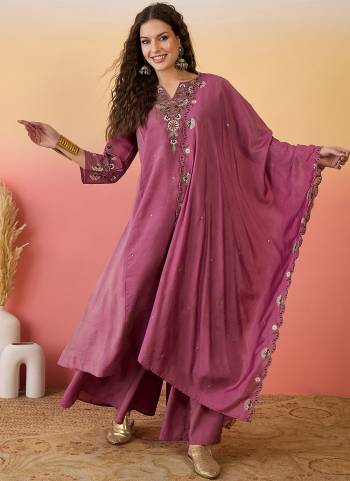 Garb These Beautiful Looking Readymade Plazzo Suits.These Top And Bottom Are Shimmer Silk And Dupatta Are Shimmer Silk Fabricated.Its Beautified  With Disigner Embroidery Work.