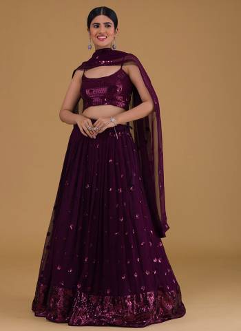 For A Designer Look,Grab These Lehenga Choli in Fine Colored.These Lehenga And Blouse Are Fabricated On Georgette Pair With Dupatta Are Georgette.Its Beautified With Designer Sequance Embroidery Work.