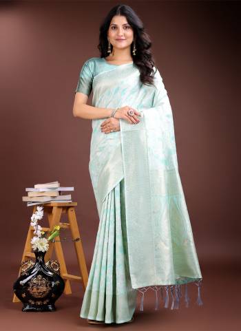Looking These Party Wear Saree in Fine Colored.These Saree And Blouse is Fabricated On Linen Cotton.Its Beautified With Weavon Jacquard Designer.