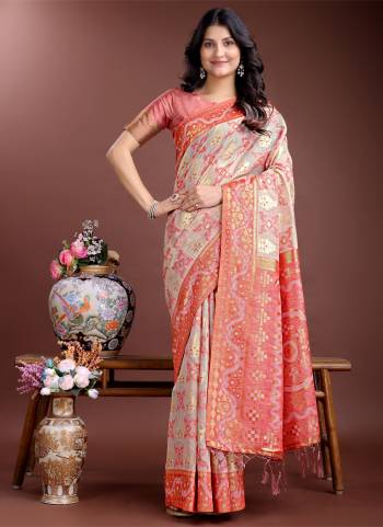 Looking These Party Wear Saree in Fine Colored.These Saree And Blouse is Fabricated On Linen Cotton.Its Beautified With Weavon Jacquard Designer.