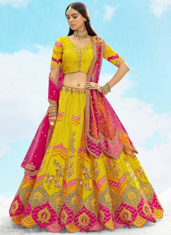 For A Designer Look,Grab These Lehenga Choli in Fine Colored.These Lehenga And Blouse Are Fabricated On Silk Pair With Net Dupatta.Its Beautified With Wevon Butty Designer With Sequance Embroidery,Stone, Cut Work.