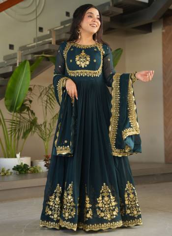 Looking These Beautiful Looking Party Wear Readymade Long Gown With Dupatta.These Gown And Dupatta is Fabricated On Faux Georgette.Its Beautified With Designer Jari,Sequance Embroidery Work.