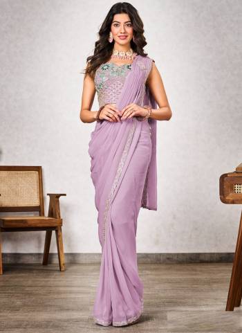 Attrective Look These Party Wear Ready To Wear Saree in Fine Colored.These Saree And Blouse is Fabricated On Shimmer Georgette.Its Beautified With Designer Embroidery Work Blouse.