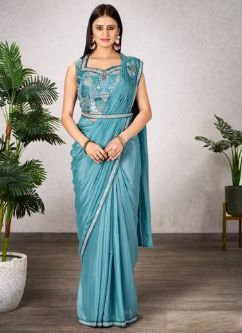Attrective Look These Party Wear Ready To Wear Saree in Fine Colored.These Saree And Blouse is Fabricated On Shimmer Georgette.Its Beautified With Designer Embroidery Work Blouse.