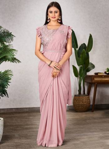 Attrective Look These Party Wear Ready To Wear Saree in Fine Colored.These Saree And Blouse is Fabricated On Shimmer Georgette.Its Beautified With Designer Embroidery Work Blouse.
