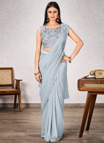 Attrective Look These Party Wear Ready To Wear Saree in Fine Colored.These Saree And Blouse is Fabricated On Shimmer Georgette.Its Beautified With Designer Embroidery Work Blouse.