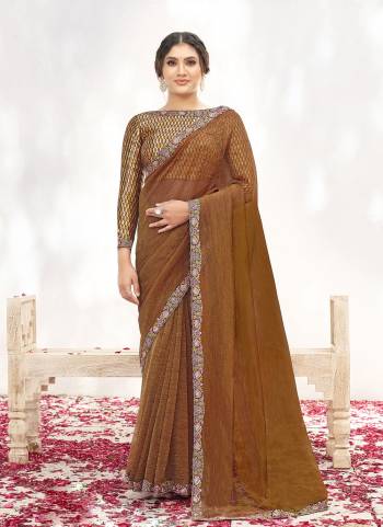 Look Attractive These Designer Party Wear Saree in Fine Colored.These Saree Are Crepe Shimmer Silk And Blouse Brocade Jacquard is Fabricated.Its Beautified Fancy Desiger Work.