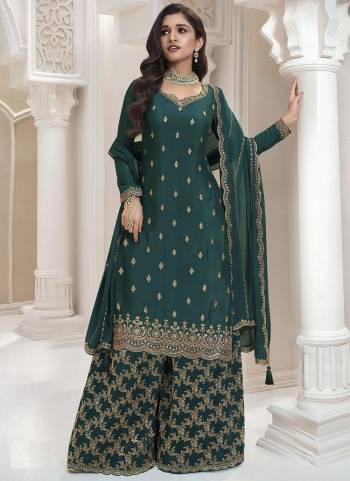 Looking These Party Wear Designer Sharara Suits in Fine Colored Pair With Dupatta.These Top Are Chinon And Dupatta Are Fabricated On Chinon Pair With Chinon Bottom.Its Beautified With Wevon Designer, Embroidery Work