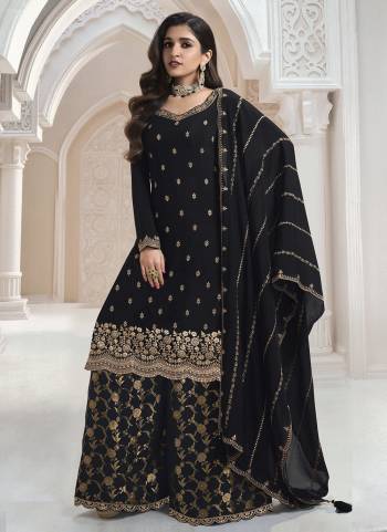 Looking These Party Wear Designer Sharara Suits in Fine Colored Pair With Dupatta.These Top Are Chinon And Dupatta Are Fabricated On Chinon Pair With Chinon Bottom.Its Beautified With Wevon Designer, Embroidery Work