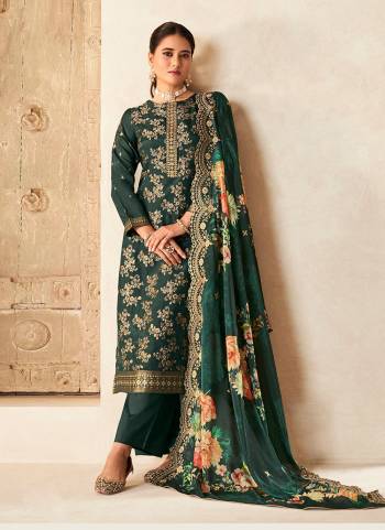Garb These Party Wear Suit in Fine Colored Pair With Bottom And Dupatta.These Top Are Viscose Dola Silk And Dupatta Are Fabricated On Chinon Pair With Dull Santoon Bottom.Its Beautified With Wevon Jacquard Designe, Embroidery Work,Printed.