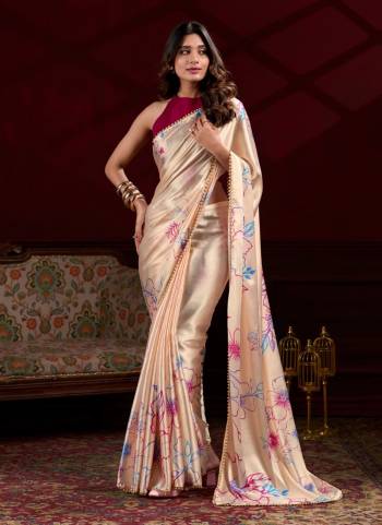 Attractive Look These Party Wear Saree in Fine Colored.These Saree Are Japan Satin Silk And Blouse is Japan Satin Silk Fabricated.Its Beautified With Designer Flower Digital Printed,Pearl Lace Border.