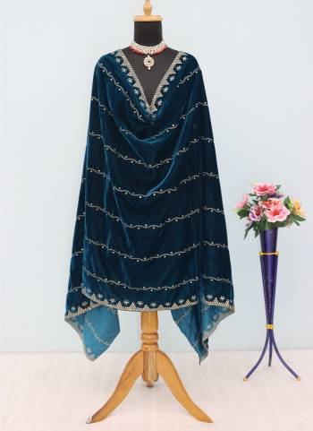 Grab These Beautiful Colored Ethnic Dupatta.This Dupatta is Fabricated On Beautiful Velvet Fabric . It Is Beautified With Beautiful Designer Sequance Embroidery Cut Work.