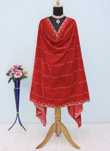 Grab These Beautiful Colored Ethnic Dupatta.This Dupatta is Fabricated On Beautiful Velvet Fabric . It Is Beautified With Beautiful Designer Sequance Embroidery Cut Work.