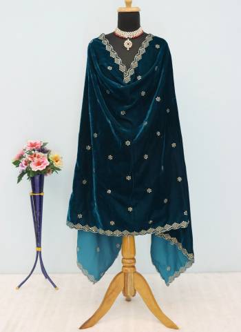 Grab These Beautiful Colored Ethnic Dupatta.This Dupatta is Fabricated On Beautiful Velvet Fabric . It Is Beautified With Beautiful Designer Sequance Embroidery Cut Work.