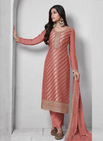  Looking These Party Wear Suit in Fine Colored Pair With Bottom And Dupatta.These Top Are Lotus Silk Jacquard And Dupatta Are Fabricated On Rangoli Georgette Pair With Santoon Bottom.Its Beautified With Wevon Jacquard Designer, Embroidery Work.