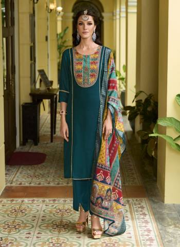 Attractive These Beautiful Looking Readymade Suits.These Top And Bottom Are Vichitra Silk And Dupatta Are Jacquard Silk Fabricated.Its Beautified  With Disigner Printed With Hand Work.