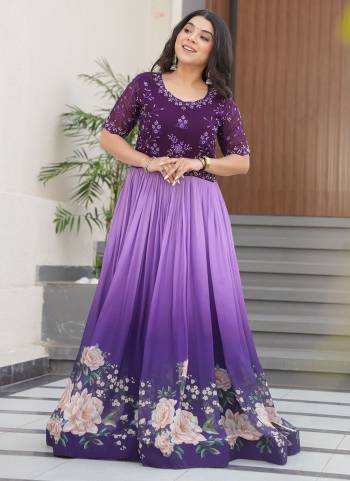 Attractive Looking These Beautiful Looking Readymade Long Gown.These Gown is Fabricated On Faux Georgette.Its Beautified With Floral Padding Digital Printed,Beads Embroidery Work.