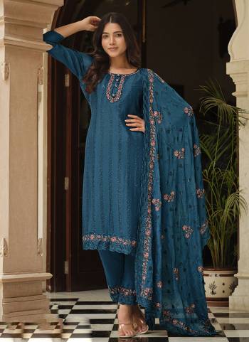 Attractive Looking These Party Wear Suit in Fine Colored Pair With Bottom And Dupatta.These Top Are Chinon And Dupatta Are Fabricated On Chinon Pair With Chinon Bottom.Its Beautified With Designe Heavy Multy Thread Embroidery Work.