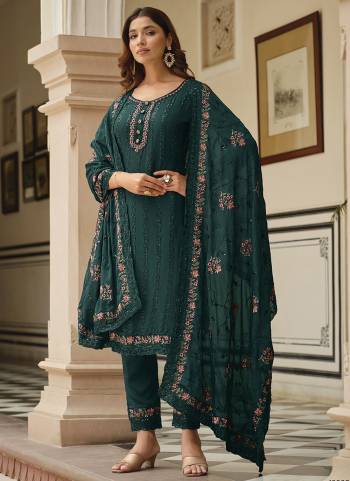 Attractive Looking These Party Wear Suit in Fine Colored Pair With Bottom And Dupatta.These Top Are Chinon And Dupatta Are Fabricated On Chinon Pair With Chinon Bottom.Its Beautified With Designe Heavy Multy Thread Embroidery Work.