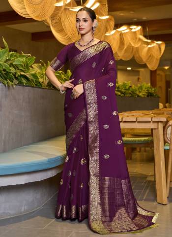 Attractive This Party Wear Saree Paired With Blouse.This Saree And Blouse Are Chinon Based Fabric With Wevon Jacquard Jari Designer. Buy This Pretty Saree Now.