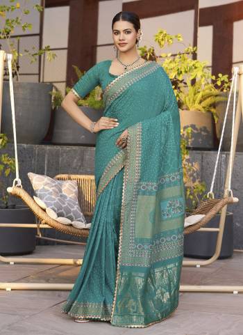 Looking This Party Wear Saree Paired With Blouse.This Saree And Blouse Are Cotton Based Fabric With Wevon Designer With Table,Foil Printed. Buy This Pretty Saree Now.