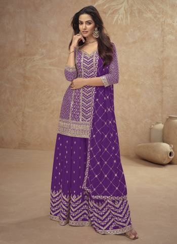 Attrective Looking These Plazzo Suit in Fine Colored Pair With Bottom And Dupatta.These Top And Dupatta Are Fabricated On Chinon Pair With Chinon Bottom.Its Beautified With Heavy Designer Embroidery Work.