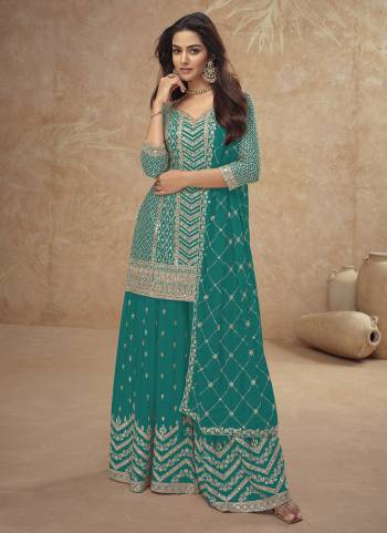 Attrective Looking These Plazzo Suit in Fine Colored Pair With Bottom And Dupatta.These Top And Dupatta Are Fabricated On Chinon Pair With Chinon Bottom.Its Beautified With Heavy Designer Embroidery Work.