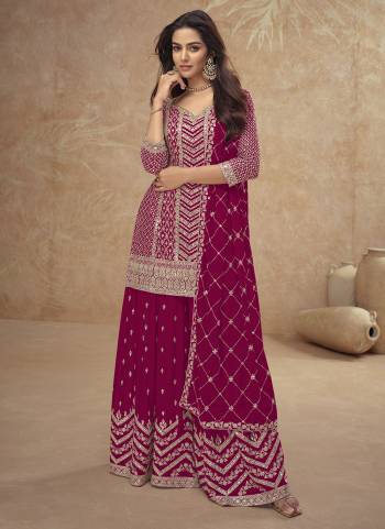 Attrective Looking These Plazzo Suit in Fine Colored Pair With Bottom And Dupatta.These Top And Dupatta Are Fabricated On Chinon Pair With Chinon Bottom.Its Beautified With Heavy Designer Embroidery Work.
