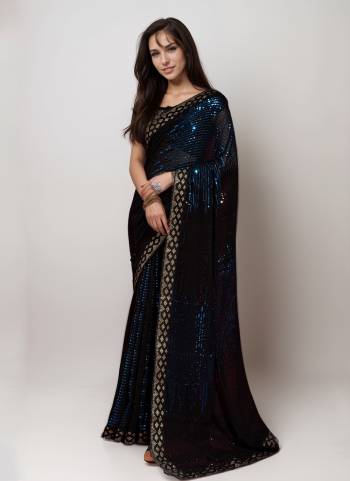 Looking These Party Wear Saree in Fine Colored.These Saree Are Georgette And Blouse is Banglori Fabricated.Its Beautified With Designer Sequance Embroidery Work.
