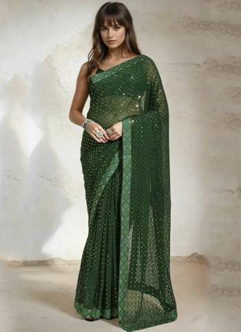 Garb These Party Wear Saree in Fine Colored.These Saree Are Georgette And Blouse is Banglori Fabricated.Its Beautified With Designer Sequance Chokdi Embroidery Work.