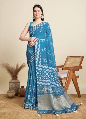Looking This Party Wear Saree Paired With Blouse.This Saree And Blouse Are Cotton Based Fabric With Wevon Pallu Designer With Printed And Sequance Embroidery Work. Buy This Pretty Saree Now.