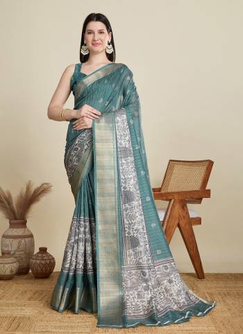 Looking This Party Wear Saree Paired With Blouse.This Saree And Blouse Are Cotton Based Fabric With Wevon Border,Butti Designer With Printed. Buy This Pretty Saree Now.