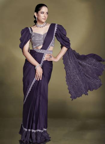 Look Attrective These Designer Party Wear Ready To Wear Saree With Blouse in Fine Colored.These Saree Are Crepe Satin Silk And Blouse Crepe is Fabricated.Its Beautified Solid,Desiger Sequance,Beads,Aari Hand Work And Belt.