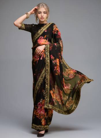 Looking These Party Wear Saree in Fine Colored.These Saree Are Georgette And Blouse is Banglori Fabricated.Its Beautified With Designer Printed With Embroidery Cut Work Lace.