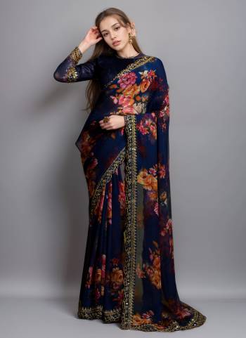 Looking These Party Wear Saree in Fine Colored.These Saree Are Georgette And Blouse is Banglori Fabricated.Its Beautified With Designer Printed With Embroidery Cut Work Lace.