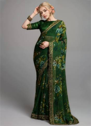 Looking These Party Wear Saree in Fine Colored.These Saree Are Georgette And Blouse is Banglori Fabricated.Its Beautified With Designer Printed With Embroidery Cut Work Lace.