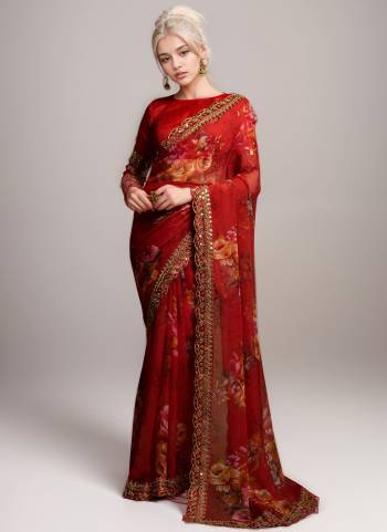 Looking These Party Wear Saree in Fine Colored.These Saree Are Georgette And Blouse is Banglori Fabricated.Its Beautified With Designer Printed With Embroidery Cut Work Lace.