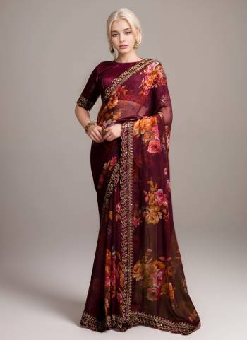 Looking These Party Wear Saree in Fine Colored.These Saree Are Georgette And Blouse is Banglori Fabricated.Its Beautified With Designer Printed With Embroidery Cut Work Lace.