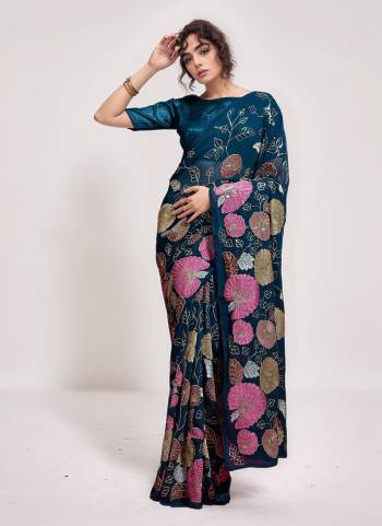 Garb These Party Wear Saree in Fine Colored.These Saree Are Georgette And Blouse is Banglori Fabricated.Its Beautified With Designer Thread,Sequance Embroidery Work.