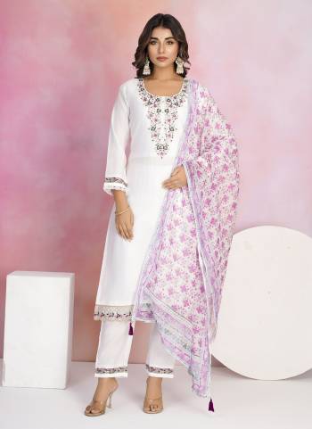 Attractive These Designer Suit in Fine Colored Pair With Bottom And Dupatta.These Top Are Viscose Chanderi And Bottom Are Fabricated On Viscose Chanderi Pair With Clinen Dupatta.Its Beautified With Designer Embroidery Work.