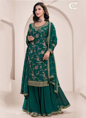  Looking These Party Wear Sharara Suit in Fine Colored Pair With Bottom And Dupatta.These Top Are Chinon And Dupatta Are Fabricated On Chinon Pair With Chinon Bottom.Its Beautified With Designer Embroidery With Hand Work.