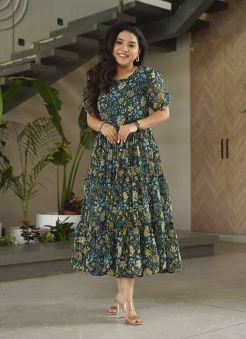 Garb These Beautiful Looking Party Wear Readymade Long Kurti.These Kurti is Fabricated On Faux Georgette.Its Beautified With Designer Printed.
