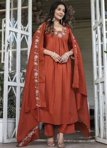 Attrective Looking These Beautiful Looking Readymade Suits.These Top Are Rayon Slub And Bottom Are Rayon Slub And Dupatta Chanderi Fabricated.Its Beautified With Designer Embroidery Work.