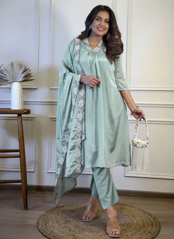 Garb These Beautiful Looking Readymade Suits.These Top Are Chinon And Bottom Are Rayon And Dupatta Chinon Fabricated.Its Beautified With Designer Embroidery Work.