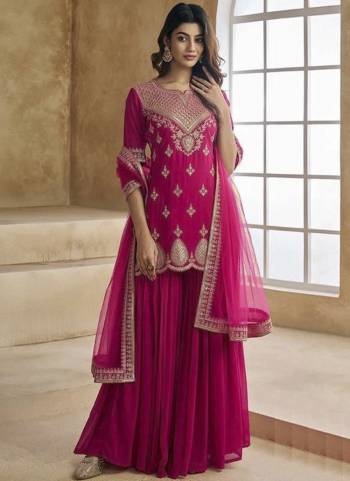 Garb These Beautiful Looking Readymade Suits.These Top Are Georgette And Bottom Are Georgette And Dupatta Butter Net Fabricated.Its Beautified With Designer Embroidery Work.