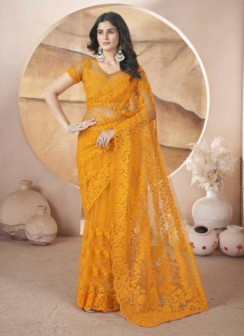 Attrective These Party Wear Saree in Fine Colored.These Saree Are Butterfly Net And Blouse is Butterfly Net Fabricated.Its Beautified With Designer Tone To Tone Thread Embroidery,Stone Work.