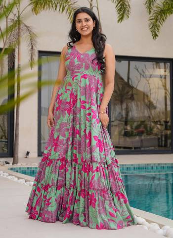 Garb These Beautiful Looking Party Wear Readymade Long Gown.These Gown is Fabricated On Heavy Rayon.Its Beautified With Designer Printed.