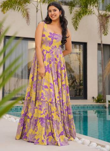 Garb These Beautiful Looking Party Wear Readymade Long Gown.These Gown is Fabricated On Heavy Rayon.Its Beautified With Designer Printed.