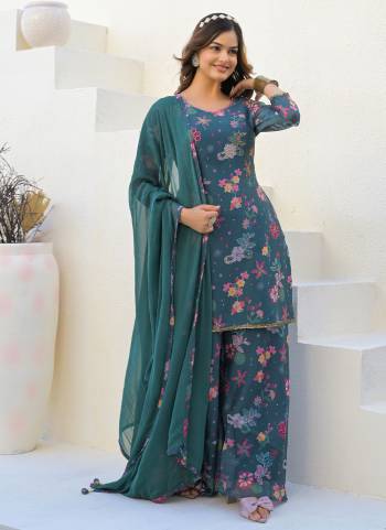 Attractive These Party Wear Plazzo Suit in Fine Colored Pair With Bottom And Dupatta.These Top And Bottom Are Fabricated On Imported Georgette With Chiffon Dupatta.Its Beautified With Designer Digital Printed With Hand Work.