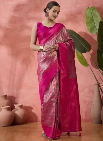 Garb These Party Wear Saree in Fine Colored.These Saree And Blouse Is Ply Silk Fabricated.Its Beautified With Wevon Jari Designer.